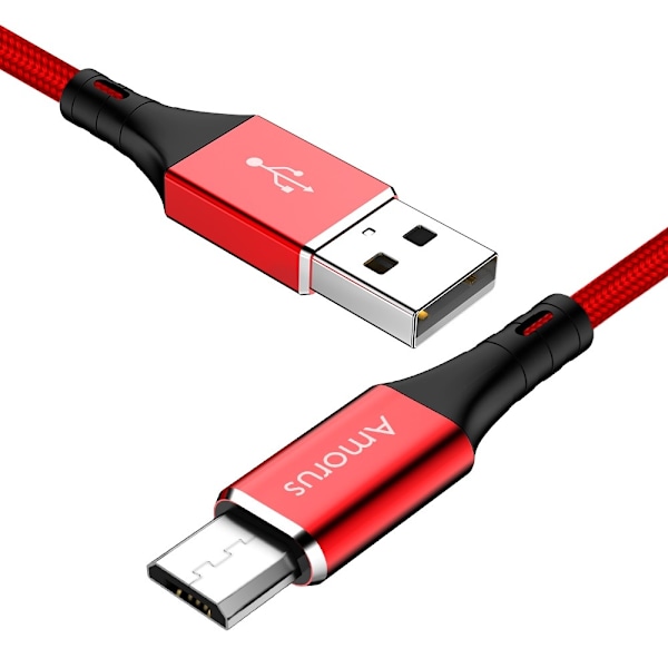 AMORUS MicroUSB 1 Meter - Röd Red Röd