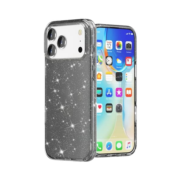 iPhone 17 Pro/18 Pro Skal Hybrid Glitter Svart