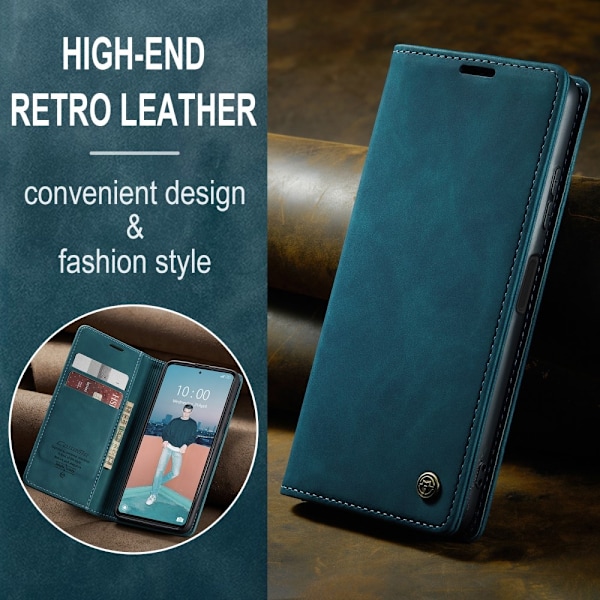 CASEME Xiaomi Redmi Note 12 Pro 5G Fodral Retro Flip Läder Blå