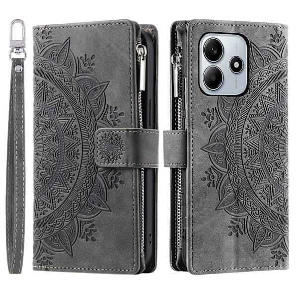 Xiaomi Redmi Note 14 5G Fodral Mandala Läder Grå