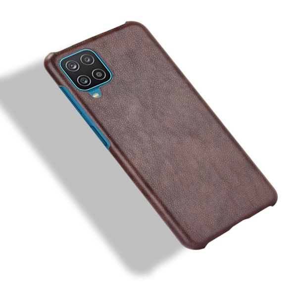 Samsung Galaxy A12 - Läderbelagt Litchi Skal - Brun Brown Brun