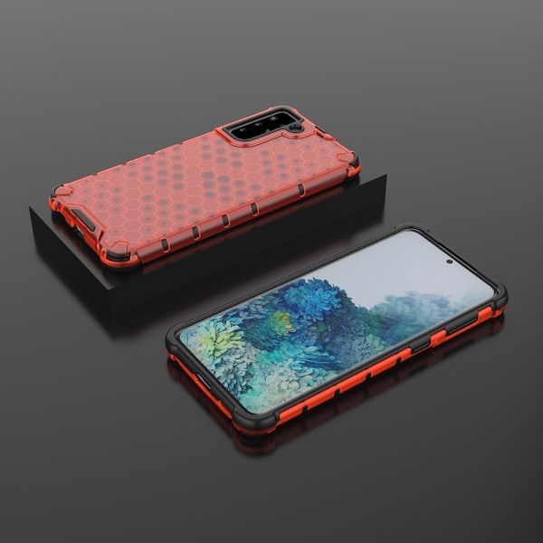 Samsung Galaxy S21 Plus - Armor Honeycomb Textur - Röd Red Röd