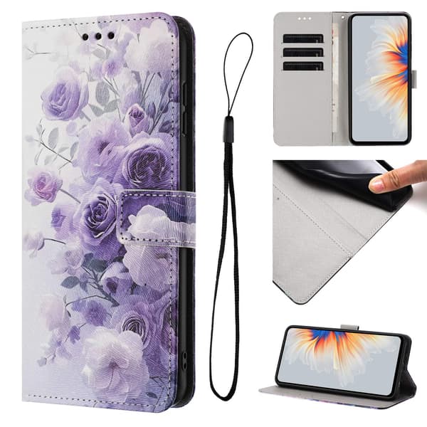 Honor X5c Plus Fodral Med Tryck Lila Rosor