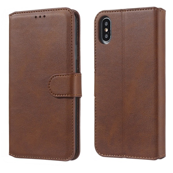 iPhone X/Xs - Solid Läder Fodral - Brun Brown Brun