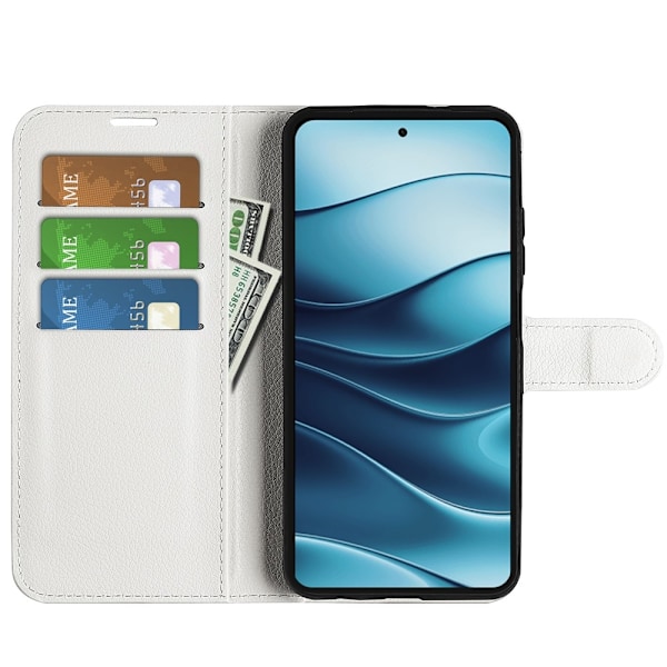 Xiaomi Redmi Note 14 4G Fodral Litchi Läder Vit