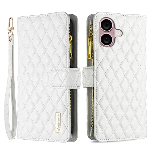 BINFEN iPhone 16 Plus Fodral Diamond Multifunktionell Vit
