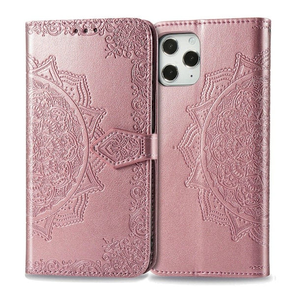 iPhone 12 Pro Max - Mandala Läder Fodral - Roséguld Roséguld Roséguld