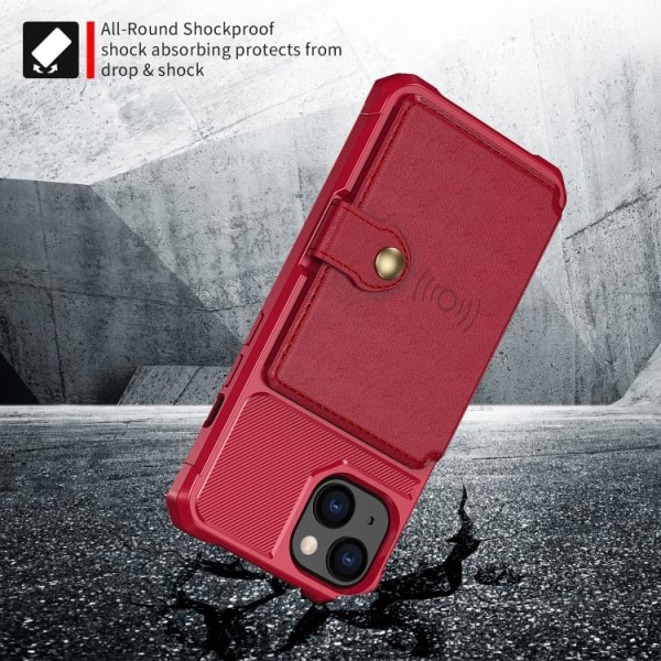 iPhone 14 Plus Skal Med Magnetiskt Plånbok Röd