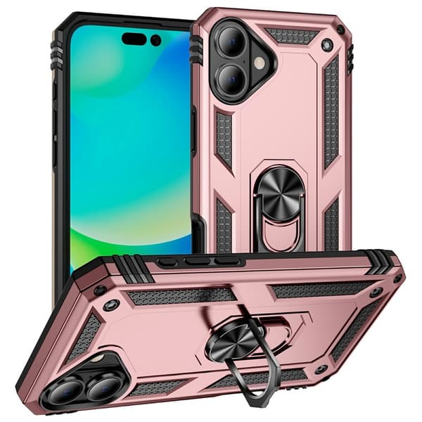 iPhone 17 Skal Shockproof Hybrid Ring Roséguld