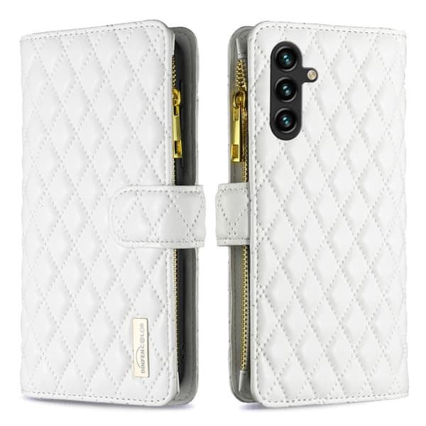 BINFEN Galaxy A35 5G Fodral Diamond Multifunktionell Vit