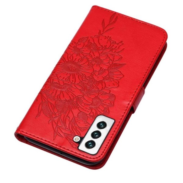 Samsung Galaxy S22 Fodral Butterfly Läder Röd