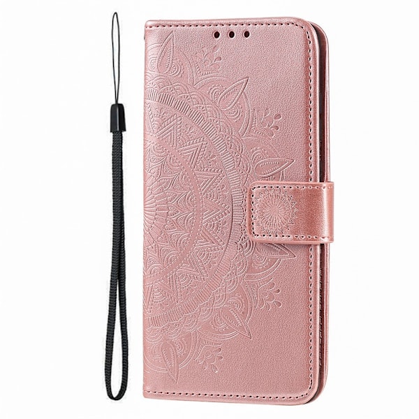 Google Pixel 9a Fodral Mandala Läder Roséguld