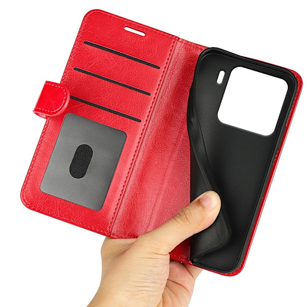 Xiaomi 15 Fodral Crazy Horse Läder Röd