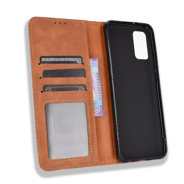 Samsung Galaxy A02s - Retro Läder Flip Fodral - Brun Brown Brun
