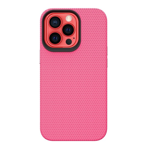iPhone 13 Pro Skal Hybrid Triangle Textur Rosa