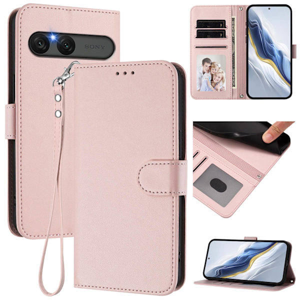 Sony Xperia 10 VII Plånboksfodral Läder Rosa