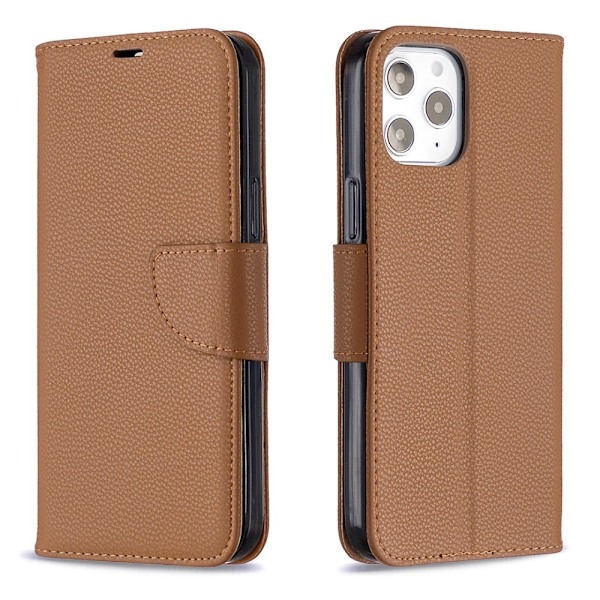 iPhone 12 Pro Max - Litchi Fodral - Brun Brown Brun