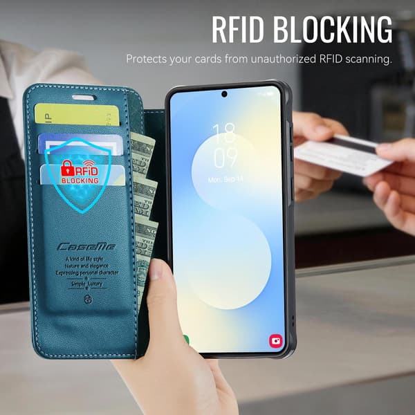 CASEME Samsung Galaxy S26 Skal RFID Plånbok Blå