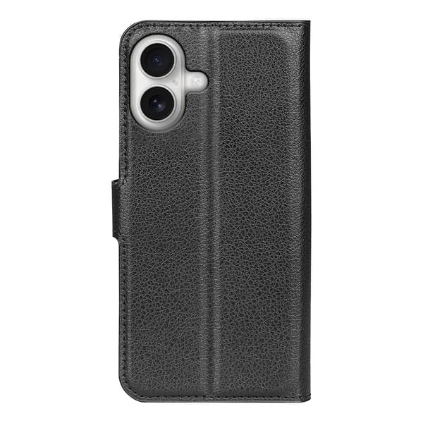 iPhone 17 Fodral Litchi Läder Svart