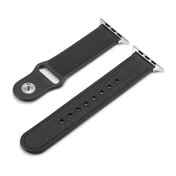 Äkta Läder Armband Apple Watch 42/44/45/49 mm Svart Black Svart