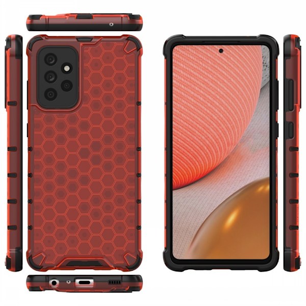 Samsung Galaxy A72 - Armor Honeycomb Textur Skal - Röd Red Röd