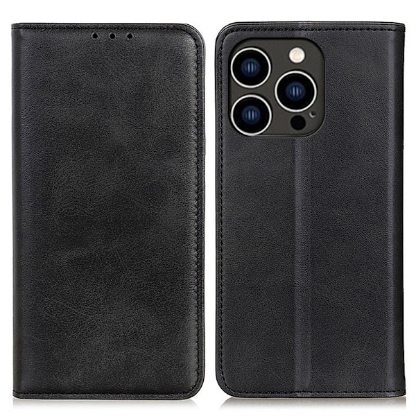 iPhone 16 Pro Max Fodral Läder Flip Svart
