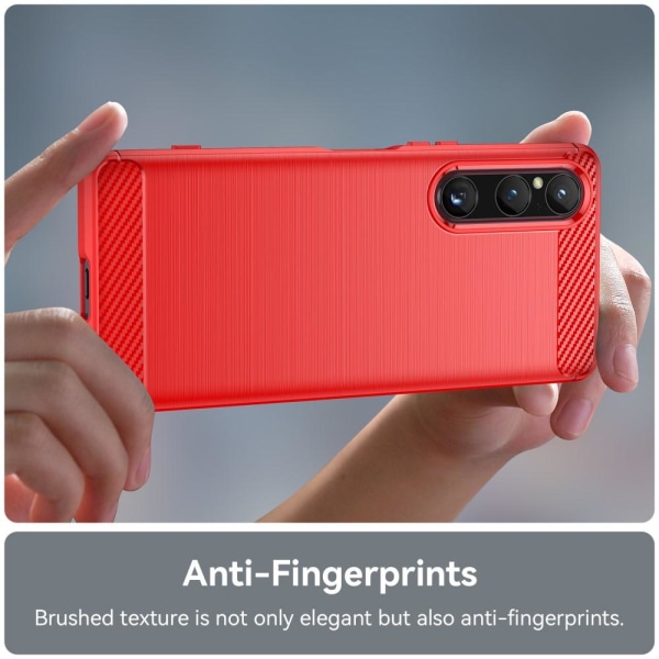 Sony Xperia 1 V Skal Borstad Stål Textur Röd