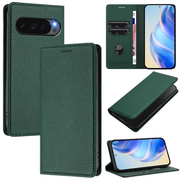 Google Pixel 10/10 Pro / 9/9 Pro Fodral RFID Litchi Läder