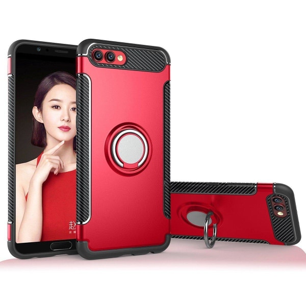 Huawei Honor 10 - Armour Ring Skal - Röd Red Röd