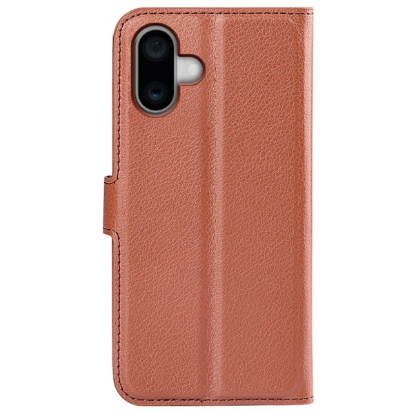 iPhone 16 Plus Fodral Litchi Läder Brun