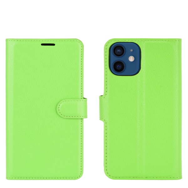 iPhone 12 Mini - Litchi Textur Fodral - Grön Green Grön