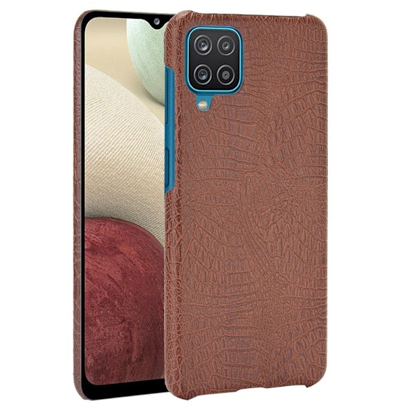 Samsung Galaxy A12 - Krokodil Textur Läder Skal - Brun Brown Brun