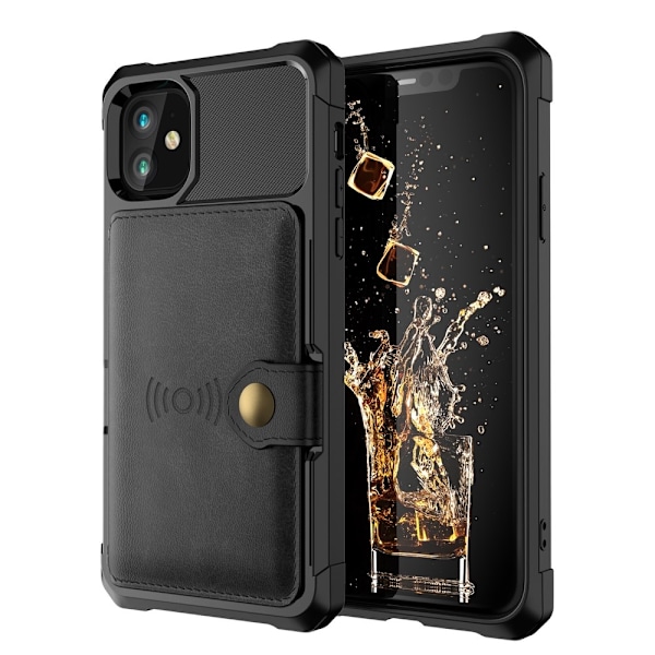 iPhone 12 Pro Max - Skal Med Magnetiskt Plånbok - Svart Black Svart