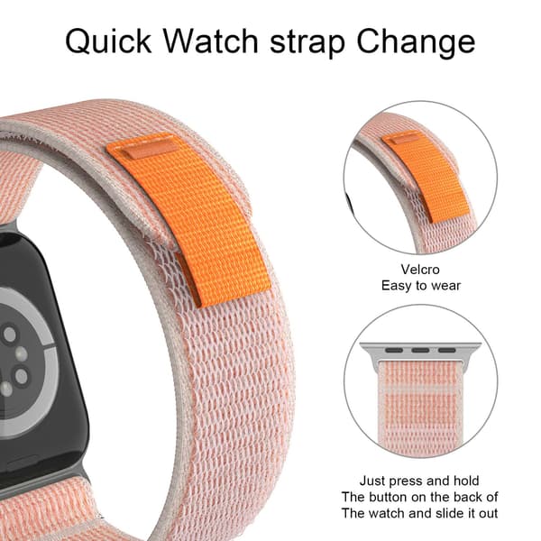Apple Watch 42/44/45/46/49 mm Armband Nylon Trail Loop Rosa