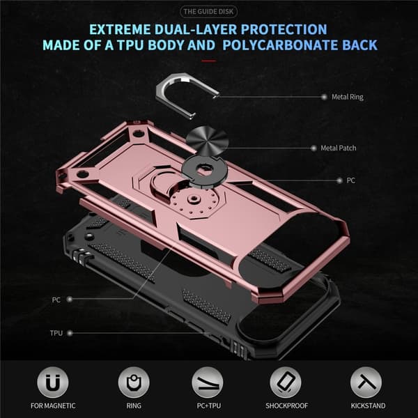iPhone Air Skal Shockproof Hybrid Ring Roséguld