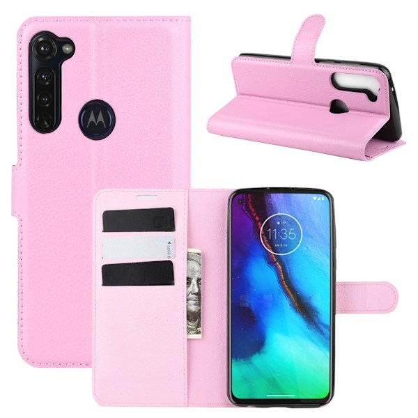Motorola Moto G Pro - Litchi Plånboksfodral - Ljus Rosa LightPink Ljus Rosa
