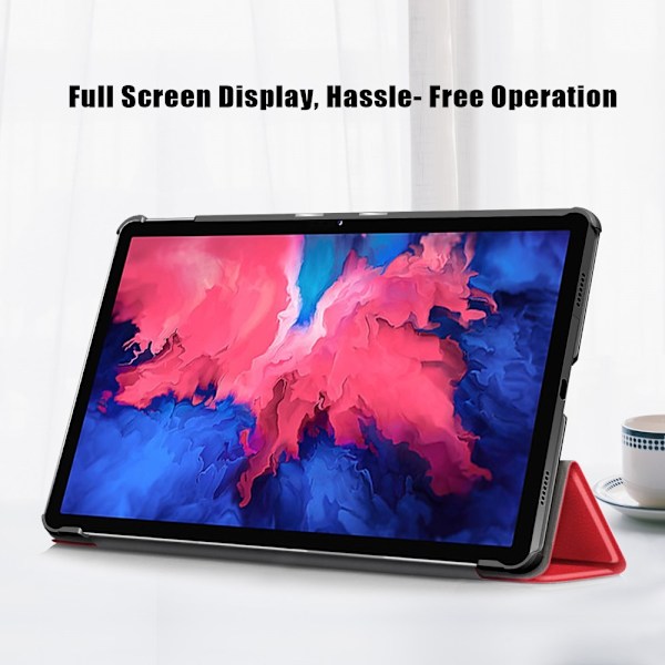 Lenovo Tab P11 / P11 Plus - Tri-Fold Läder Fodral - Röd Red Röd