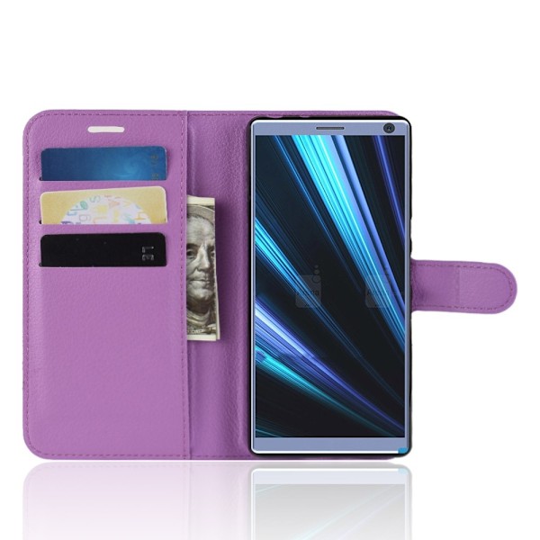 Sony Xperia 10 Plus - Litchi Plånboksfodral - Lila Purple Lila