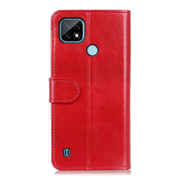 Realme C21 - Crazy Horse Läder Fodral - Röd Röd