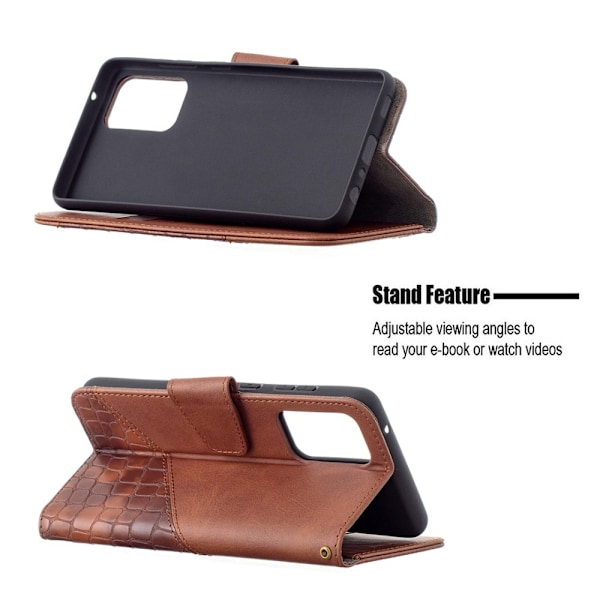 Samsung Galaxy A72 - Krokodil Läder Fodral - Brun Brown Brun