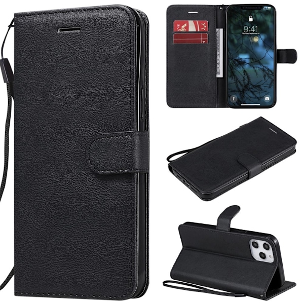 iPhone 12 Pro Max - Solid Plånboksfodral - Svart Black Svart