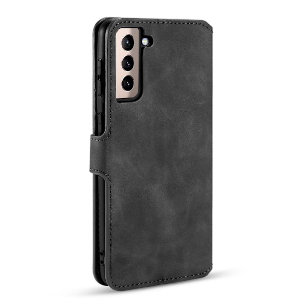 Samsung Galaxy S21 - DG.MING Retro Läder Fodral - Svart Black Svart