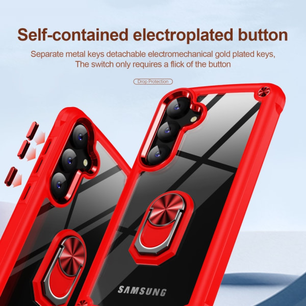 Samsung Galaxy S24 Skal Shockproof Ring Hybrid Röd