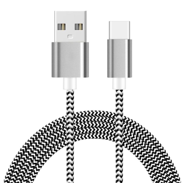 1 Meter - USB-C Quick Charge Laddare / Kabel / Type-C - Silver Silver Silver