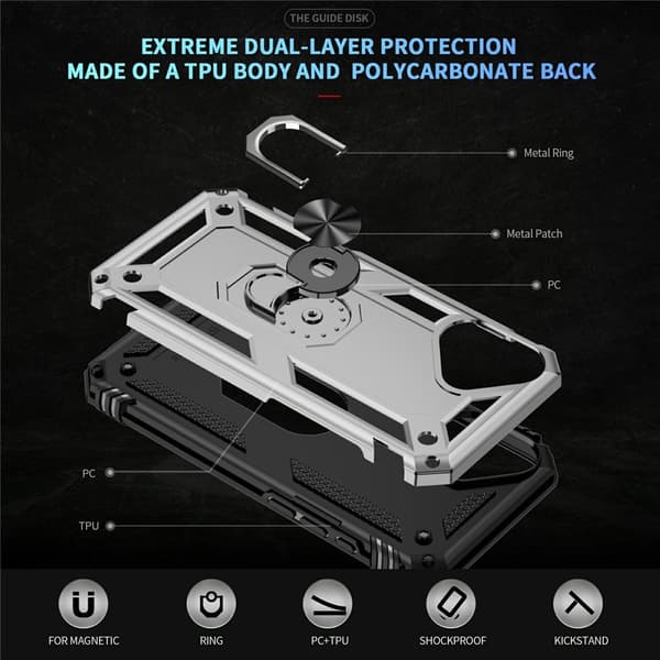 iPhone 17 Skal Shockproof Hybrid Ring Silver