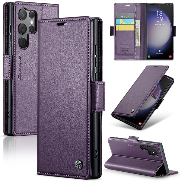 CASEME Galaxy S24 Ultra Fodral Slim Litchi Läder Lila