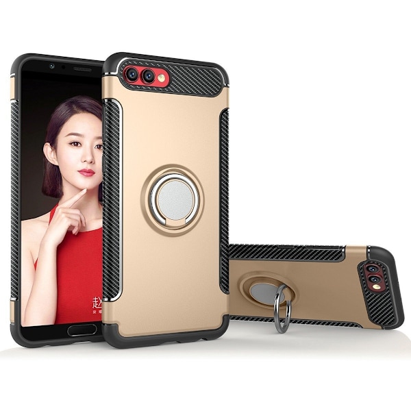 Huawei Honor 10 - Armour Ring Skal - Guld Gold Guld