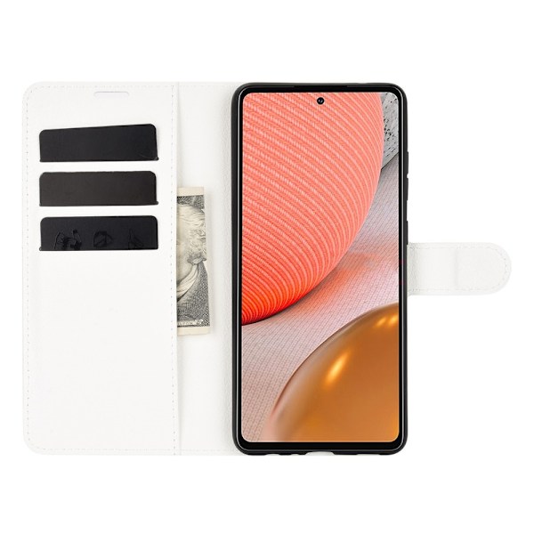Samsung Galaxy A72 - Litchi Läder Fodral - Vit White Vit