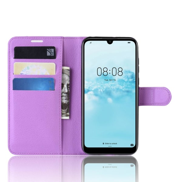 Huawei Y5 (2019) - Litchi Plånboksfodral - Lila Purple Lila