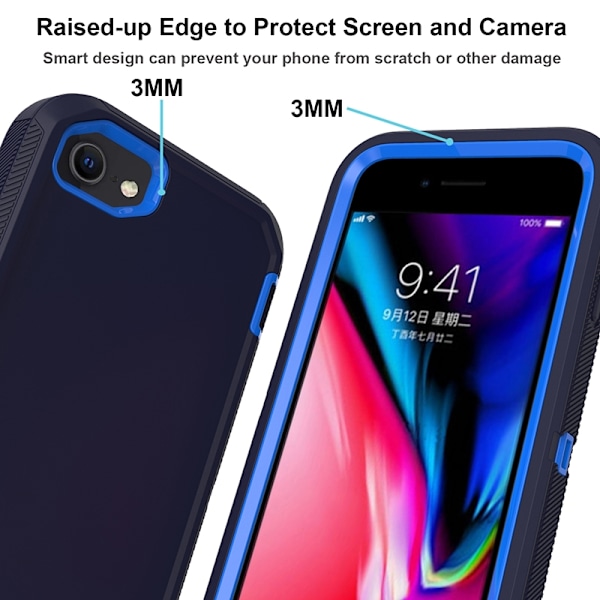 iPhone 7/8/SE (2020/2022) - Shockproof Hybrid Armor Skal - Mörk Blå/Blå
